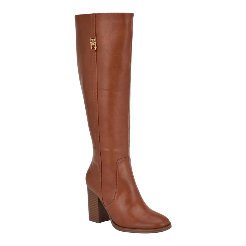 Tommy Hilfiger Women's Ursy Knee High Block Heel Boots Light Brown Size 5